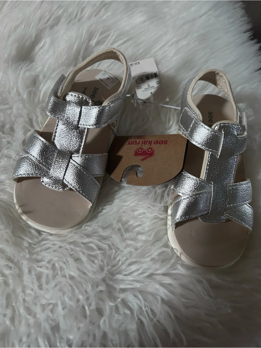 See Kai Run Girls Silver Metallic Strappy Sandals